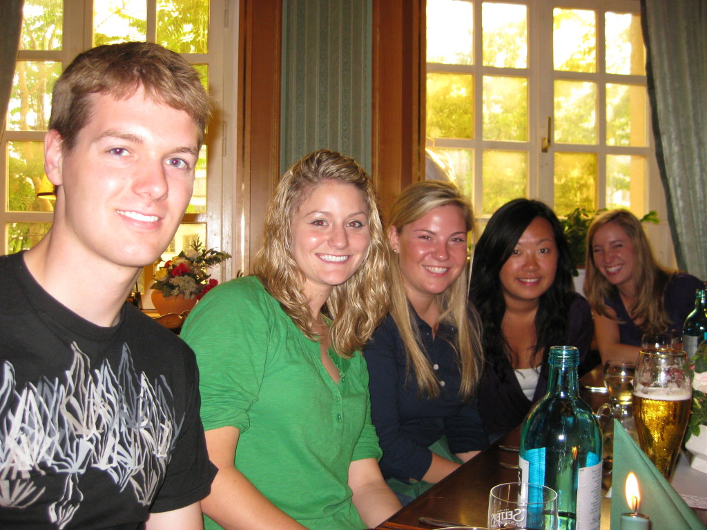 Jason, Katie, Rachel, Vanessa, Paige at welcome dinner