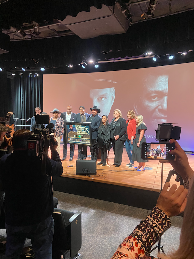 Recording Industry Association of America (RIAA) Lifetime Achievement Award for Charlie Pride at NMAAM with Garth Brooks and Alice Randall. October 2021