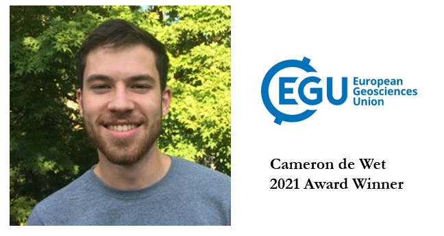 Cameron de Wet wins 2021 Virtual Outstanding Student and PhD candidate Presentation (vOSPP) Award