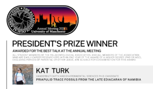 Kat Turk Awarded President's Prize for Talk at Palaeontological Association Conference