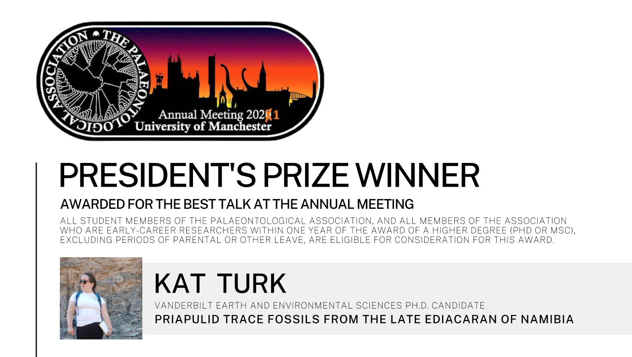 Kat Turk Awarded President’s Prize for Talk at Palaeontological Association Conference