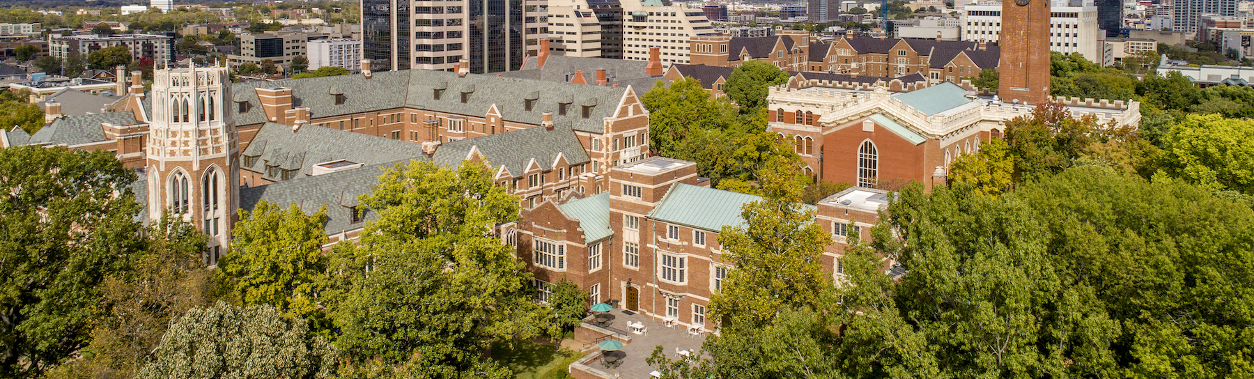 Aerial drone image of campus