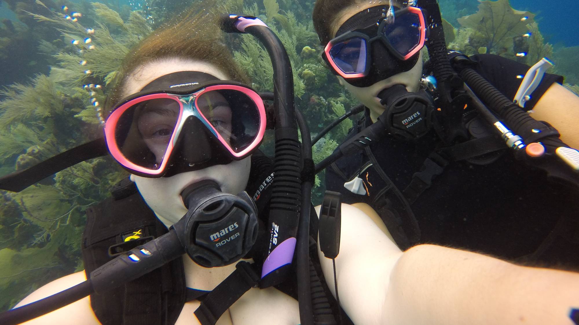 Sophia Koss and classmate underwater in scuba gear