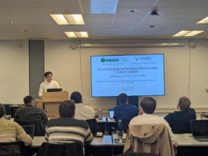 Junxing Sheng, a senior double majoring in physics and mathematics, presenting his research.