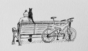 Artwork of Barsky's fictional character George by Lauren McKee, BA’23.