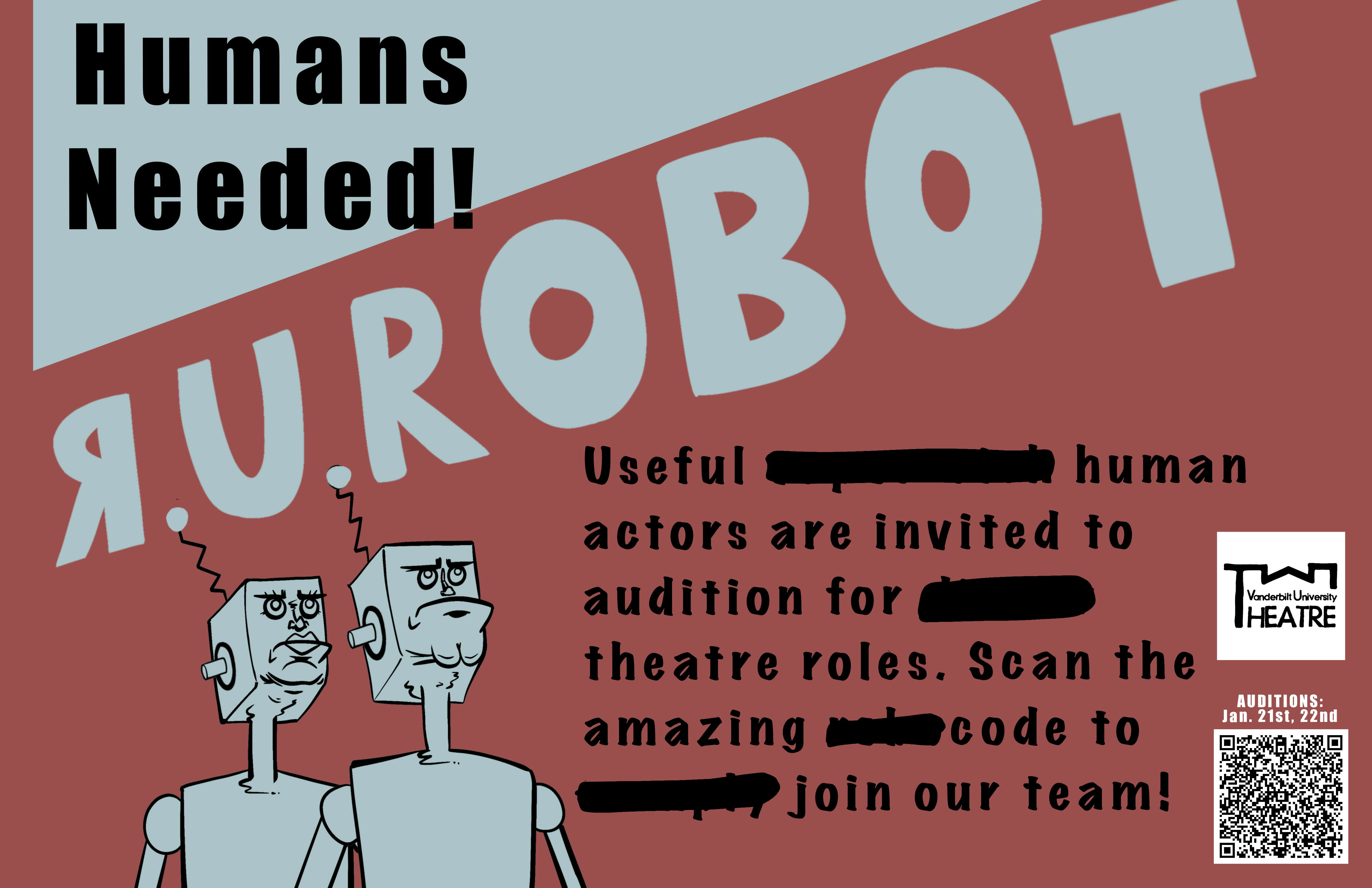 Auditions for R.U.ROBOT coming Jan 21st and 22nd!