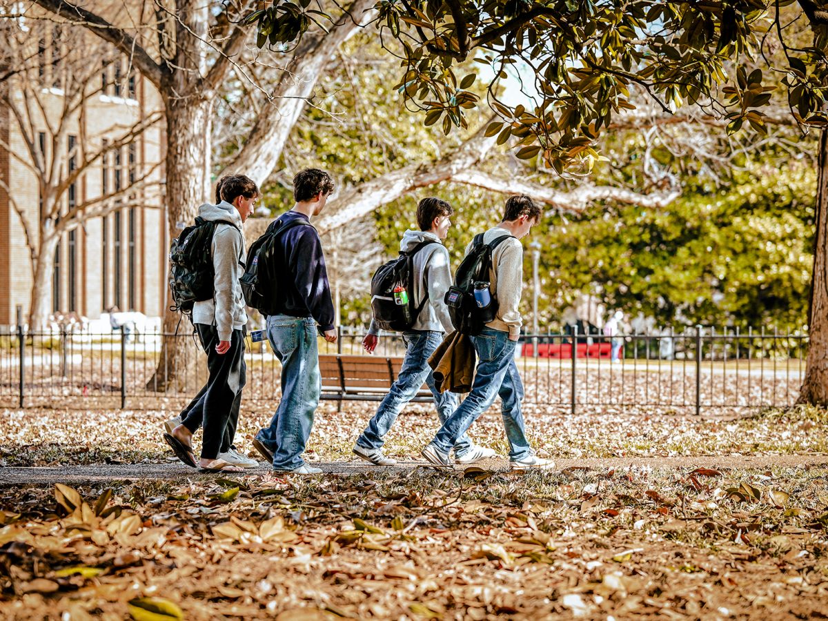 students walking on campus
